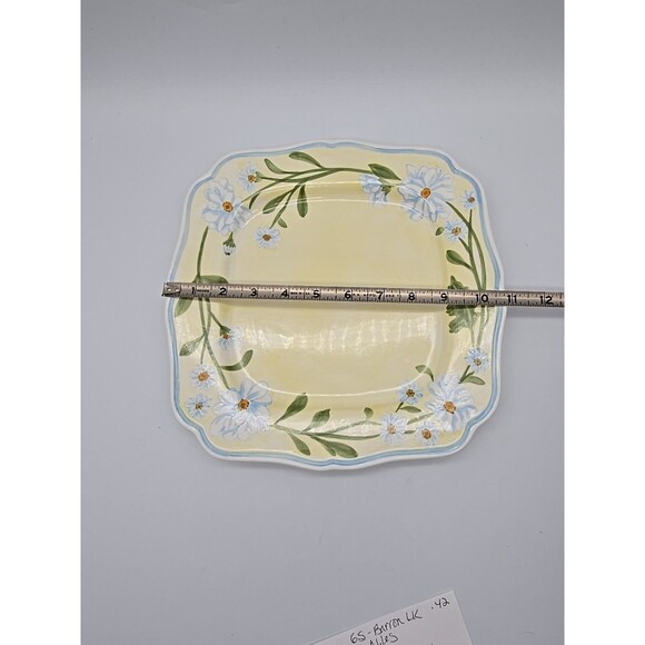 Block 2001 Daisy Chain 10.5" Dinner Plate Yellow & Light Blue with White Daises - Picture 5 of 8